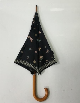 зонтик вала руководства Pongee 190T открытый деревянный с печатанием полного цвета