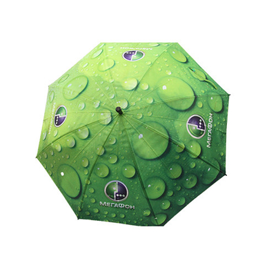 Зонтик зеленых дождевых капель прямой с валом металла 8mm