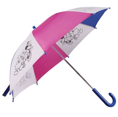 Зонтик детей руководства вала металла Pongee 8mm сплошного цвета открытый